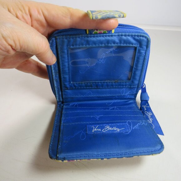 Vera Bradley Capri Blue Mini Zip Wallet quilted cotton - Picture 6 of 9